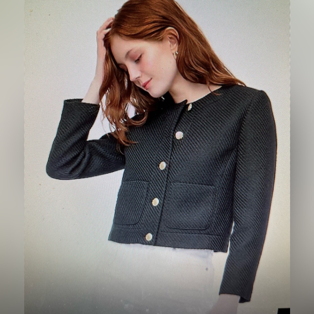J CREW MERCANTILE TWEED LADY JACKET SIZE 8 BLACK NWT!